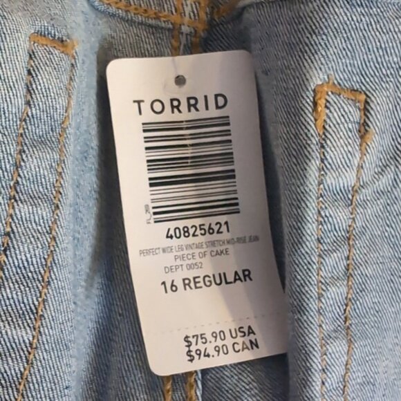 NEW Torrid Perfect Wide Leg Vintage Jeans Size 16 Vintage Stretch Ripped Knee - Picture 12 of 15